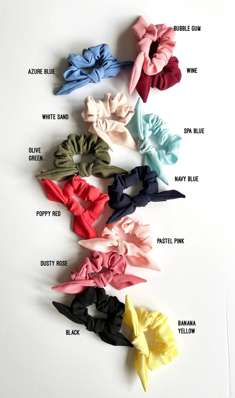 Petite Crepe Series Knot Scrunchie Bow Scrunchie Multiple colors Gift for Her image 7