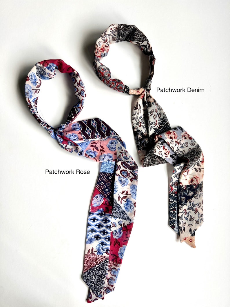 Effortless Scarf Headband Patchwork Print Handmade Chiffon Luxury Headband Scarf image 9