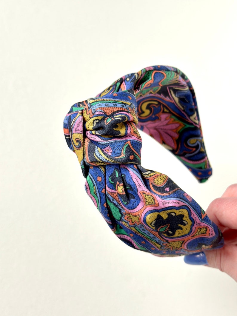 Sateen Paisley Knot Headband Hard Headband Handmade Mood Fabrics Exclusive Printed in Spain Luxury Headband image 10