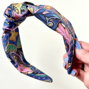 Sateen Paisley Knot Headband Hard Headband Handmade Mood Fabrics Exclusive Printed in Spain Luxury Headband image 6