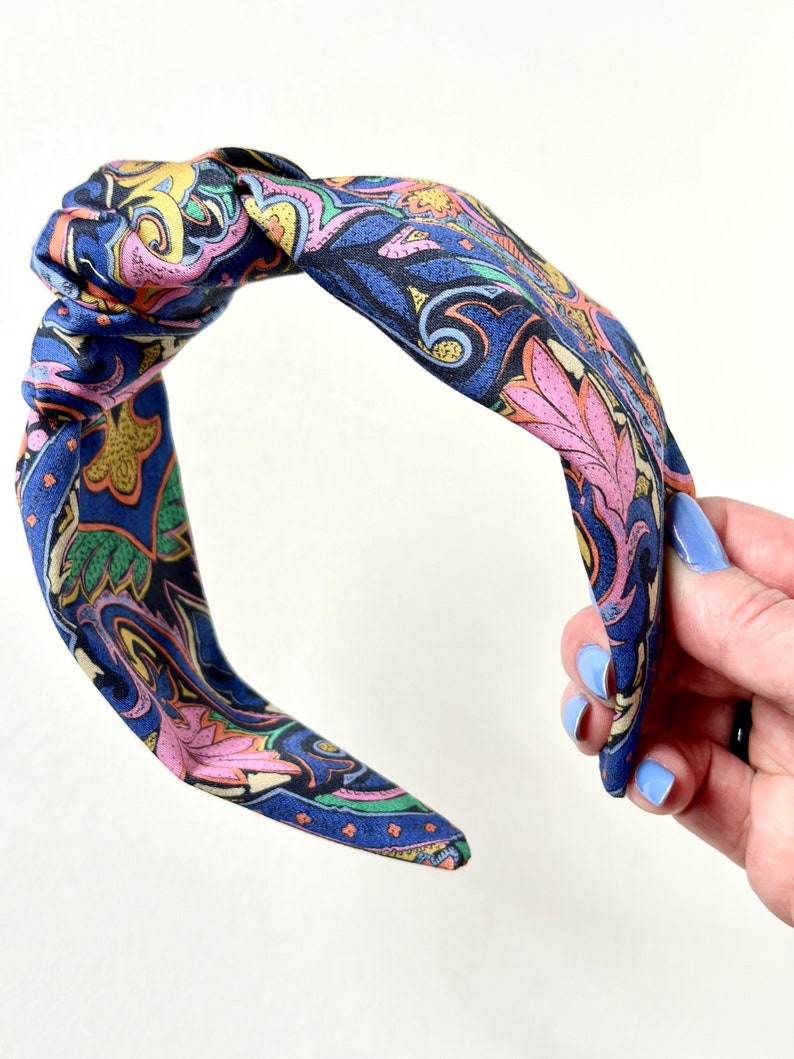 Sateen Paisley Knot Headband Hard Headband Handmade Mood Fabrics Exclusive Printed in Spain Luxury Headband image 6