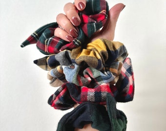 Flannel Series Knot Scrunchies | Bow Scrunchies | Plaid Scrunchies | Several Colors | Cozy Collection | Gifts for Her