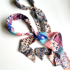 Effortless Scarf Headband Patchwork Print Handmade Chiffon Luxury Headband Scarf image 4