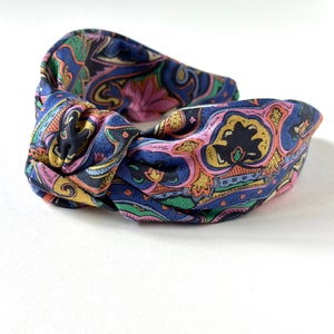 Sateen Paisley Knot Headband Hard Headband Handmade Mood Fabrics Exclusive Printed in Spain Luxury Headband image 1