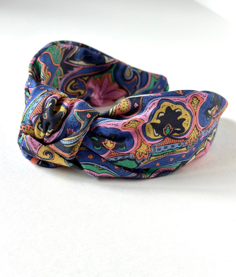 Sateen Paisley Knot Headband Hard Headband Handmade Mood Fabrics Exclusive Printed in Spain Luxury Headband image 1