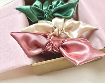 Luxe Satin Series Knot Scrunchie or Skinnies | Optional Bundle of 3 | Sleep Scrunchies | Less Breakage | Gifts for Her