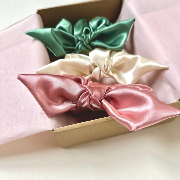 Luxe Satin Series Knot Scrunchie or Skinnies | Optional Bundle of 3 | Sleep Scrunchies | Less Breakage | Gifts for Her