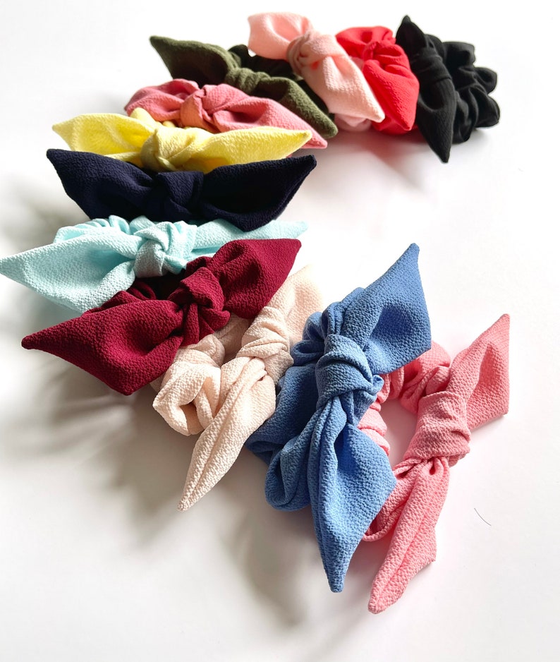 Petite Crepe Series Knot Scrunchie Bow Scrunchie Multiple colors Gift for Her image 8