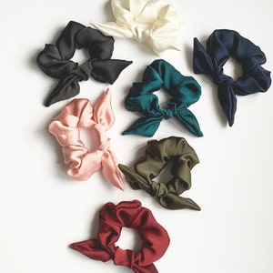Silk Series Knot Scrunchie, Bow Scrunchie, Silky Chiffon, Multiple colors Gifts for Her image 2
