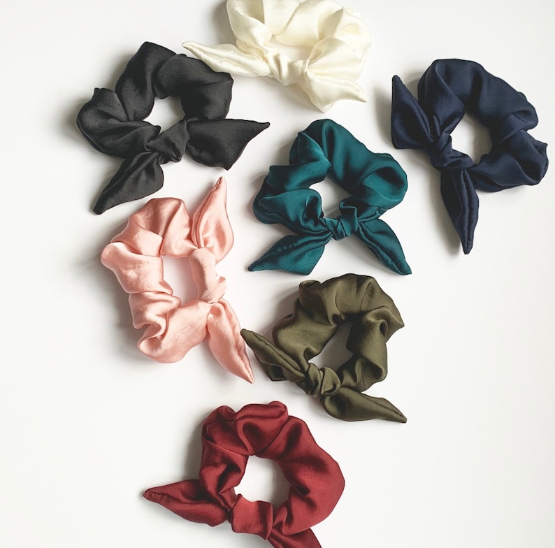 Silk Series Knot Scrunchie, Bow Scrunchie, Silky Chiffon, Multiple colors Gifts for Her image 2