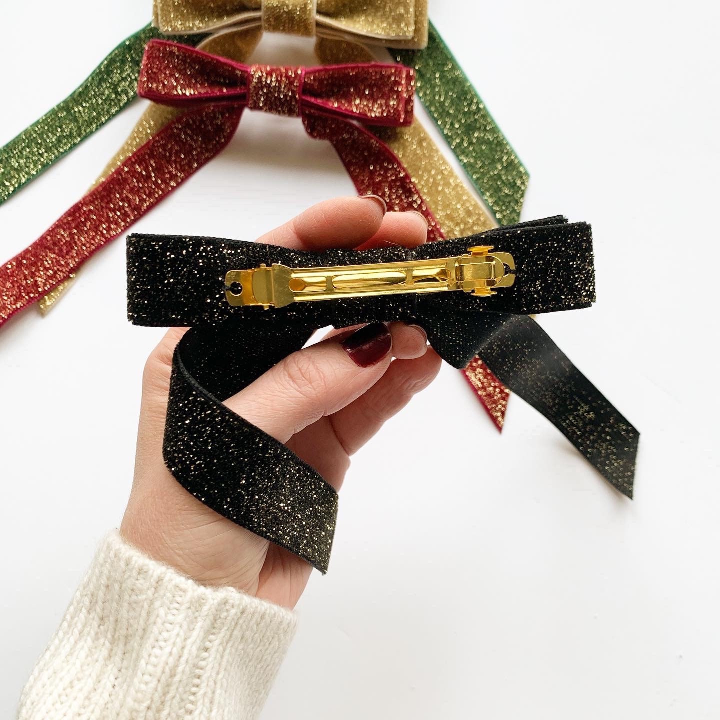 Lurex Metallic Velvet Bow | Tinsel Series | Sparkle Hair Bow  display picture 1