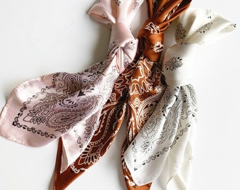 Satin Series Scarves | Bandana Paisley | Hair Scarf | Neckerchief | Braid Scarf | Synthetic