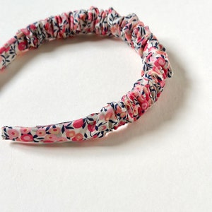 Coral Berry Skinny Scrunchie Headband Wiltshire Pink Tana Lawn Liberty Series Scrunchie Headband Liberty London Cotton image 9