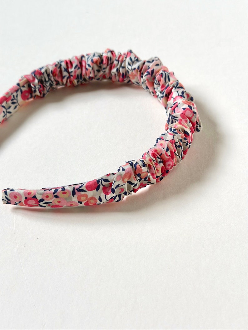 Coral Berry Skinny Scrunchie Headband Wiltshire Pink Tana Lawn Liberty Series Scrunchie Headband Liberty London Cotton image 9