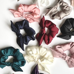 Silk Series Knot Scrunchie, Bow Scrunchie, Silky Chiffon, Multiple colors Gifts for Her image 3