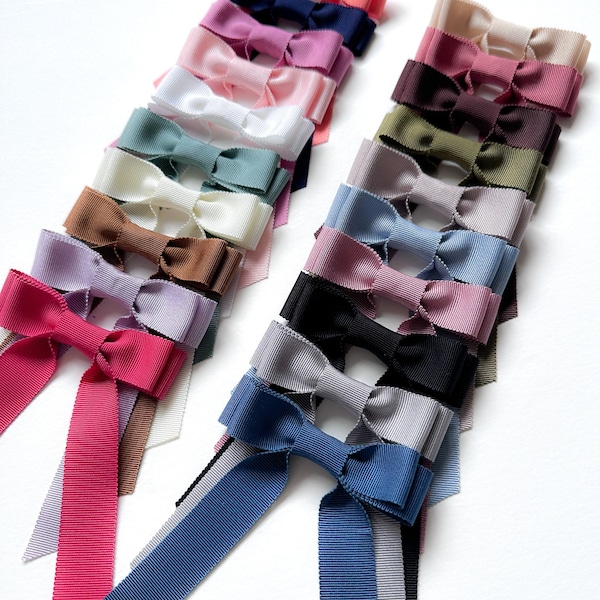 Petite Grosgrain Long Bow | Little Babes Luxe Grosgrain Long Bow | Hair Tie, Barrette or Clip | Soft Ribbon | Several colors