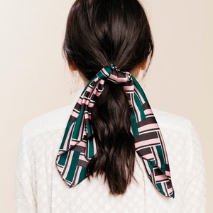 Satin Series Printed Scarves |  Several Patterns | Hair Scarf | Neckerchief | Ponytail Scarf | Hair Tie Included