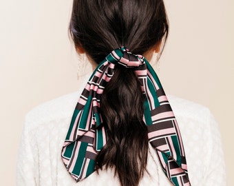 Satin Series Printed Scarves |  Several Patterns | Hair Scarf | Neckerchief | Ponytail Scarf | Hair Tie Included