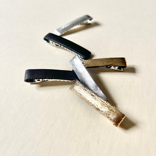 Mixed Metals Collection | Limited Edition | Petite Leather Clips | Leather Hair Clips | Upcycled Leather | Several colors