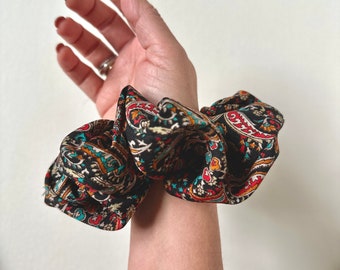 Zeppelin Paisley Collection | Long Scarf | Fluffy Scrunchie | Neck Scarf  | Hair-tie Bow | Wear Multiple Ways | Gift for Her