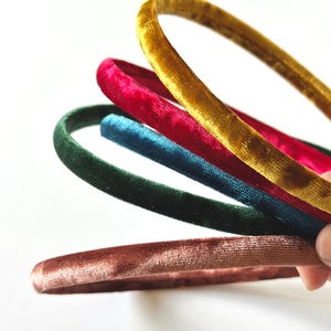 Crushed Samt Skinny Stirnband | Festes Stirnband | Dünnes Stirnband | Bequemes Stirnband | Luxus Designer Haarband Auf Bestellung