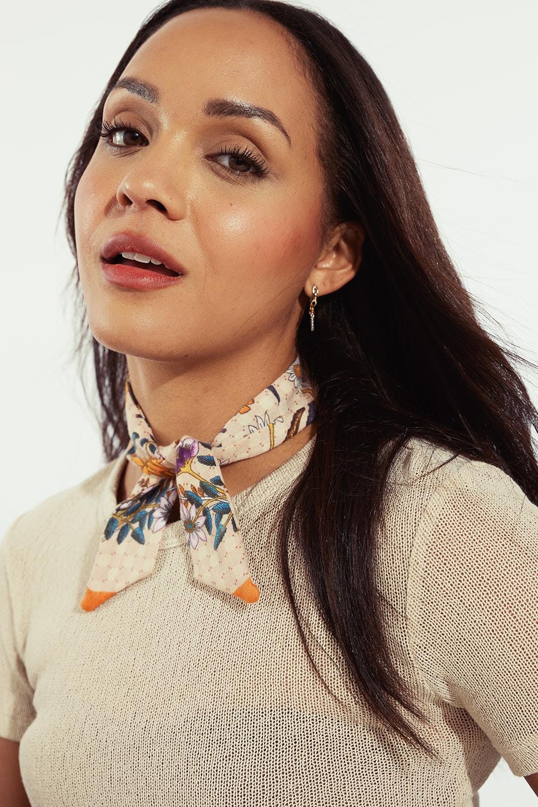 The Sedona Collection Orange Blossom Ultra Skinny Neck Scarves Cotton Twill Scarf Neckerchief Hair Scarf