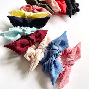 Petite Crepe Series Knot Scrunchie Bow Scrunchie Multiple colors Gift for Her image 6