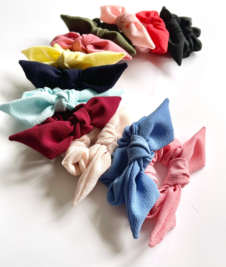 Petite Crepe Series Knot Scrunchie Bow Scrunchie Multiple colors Gift for Her image 6
