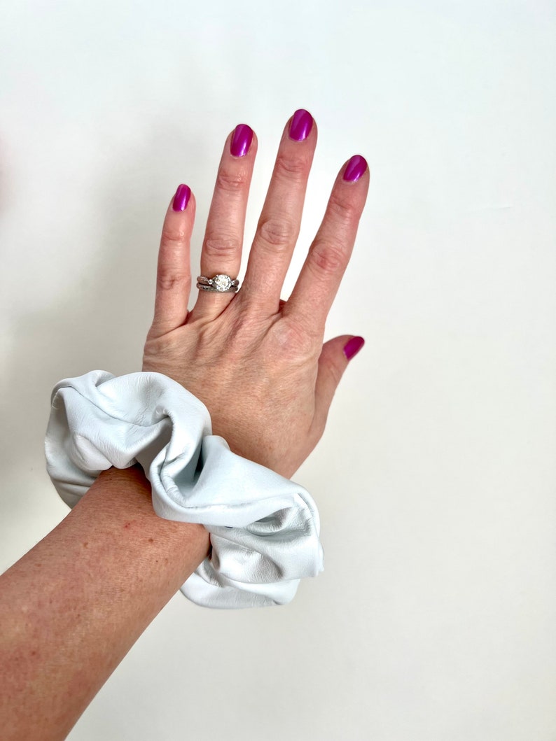 Luxe Leather Oversize Scrunchie Pretty in Pink Reclaimed Leather image 3