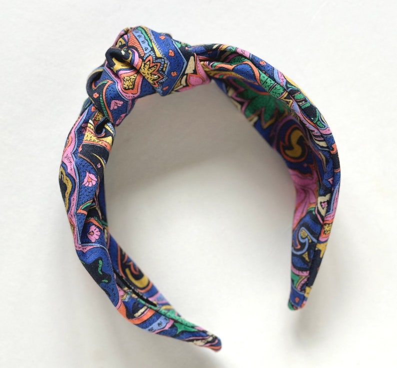 Sateen Paisley Knot Headband Hard Headband Handmade Mood Fabrics Exclusive Printed in Spain Luxury Headband image 9