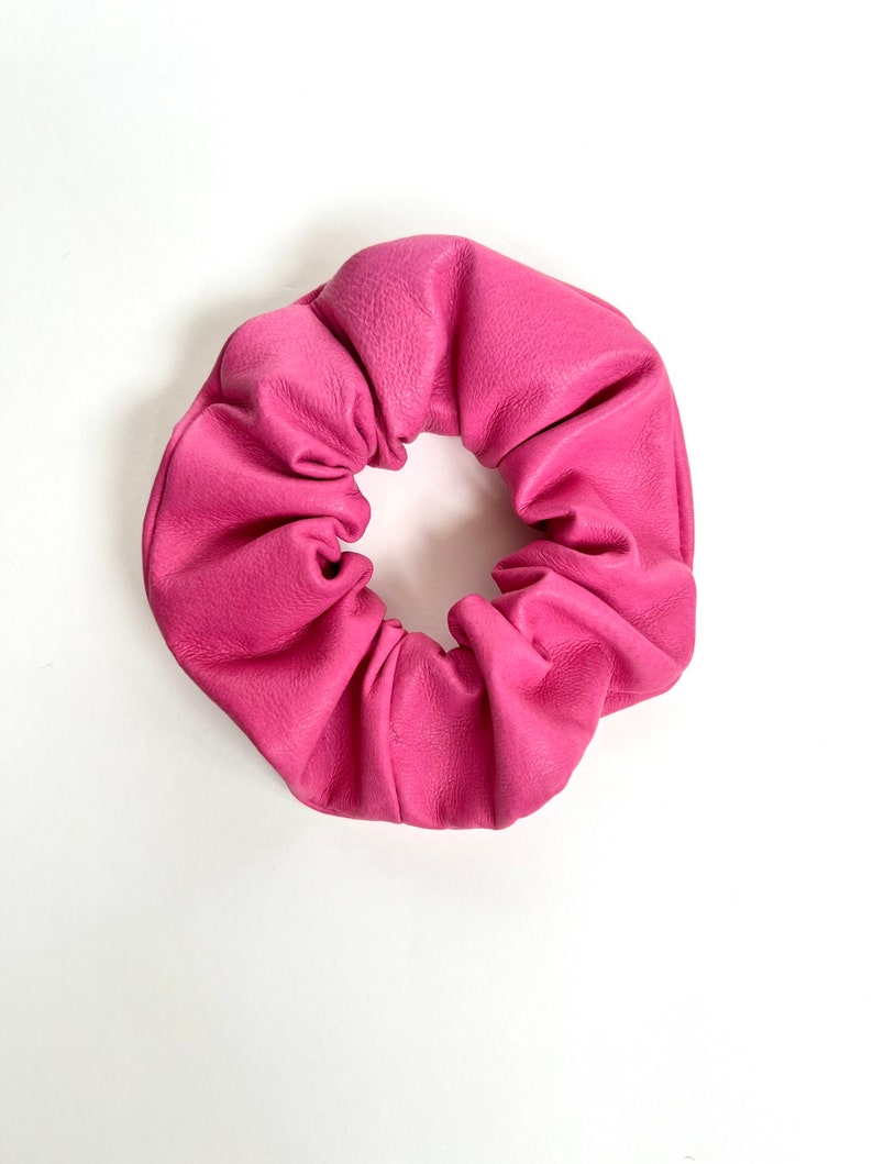 Luxe Leather Oversize Scrunchie Pretty in Pink Reclaimed Leather image 9