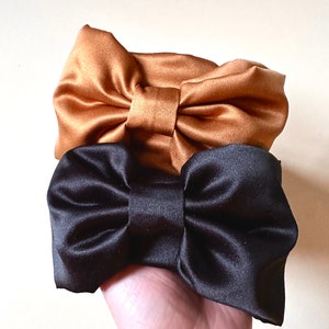 Bouffant Bow Headband Retro Oversize Statement Bow Headband Bronze Sueded Satin Gifts for Her image 4