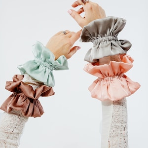 Silk Series Ruffle Scrunchie Multiple colors Original Design Handmade Small Batch Gift for Her image 1