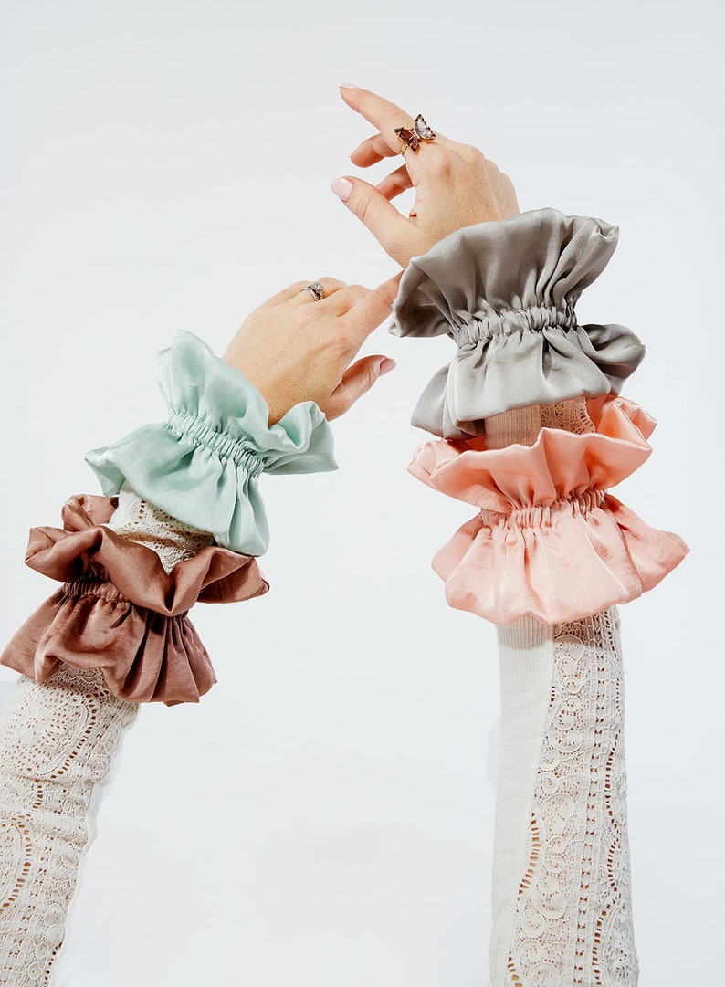 Silk Series Ruffle Scrunchie Multiple colors Original Design Handmade Small Batch Gift for Her image 1