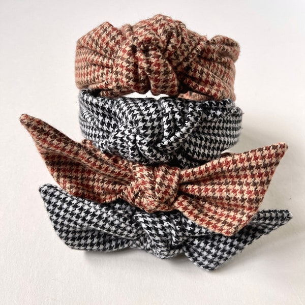 Fall Prep Set | Knot Headband and Knot Scrunchie | Light Academia | Houndstooth Headband | Collegecore | Sophisticated Luxury Accessories