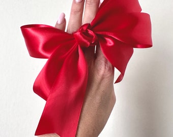 Saylor Satin Bow | Large Satin Bow | Choose your fastener | Hair Tie, Barrette or Clip | Multiple colors