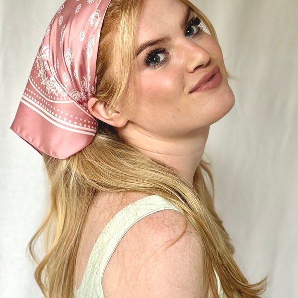 Bandana Paisley Headband | Sage | Pink | Satin Series | Hair Scarf | Head Wrap | Sold Separately | Y2K Kidcore