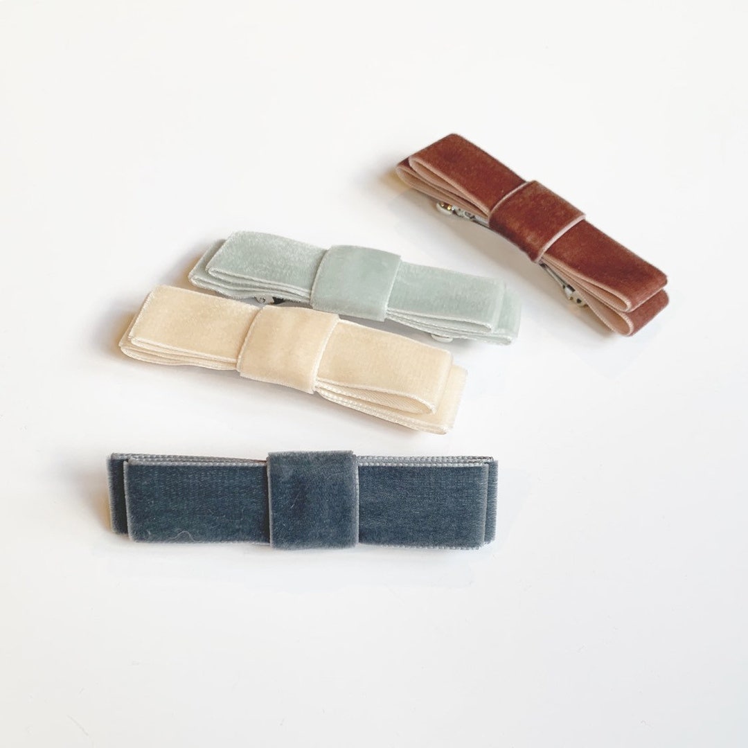 ファッション雑貨・小物その他 Lucia Velvet Bow Barrette Velvet Tailored Bow | Barrette or Clip | Several Colors - Etsy
