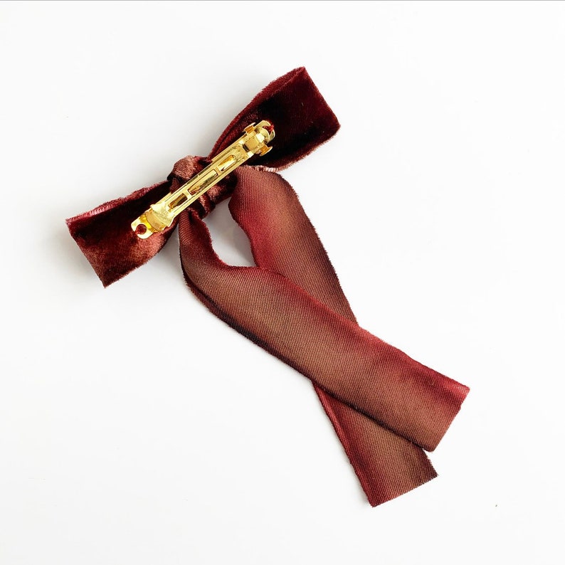 Long Bows Le Petite Hand Dyed Silk Velvet Bow Series Several colors Sold individually Ombr\u00e9 Velvet Hair Tie or Barrette
