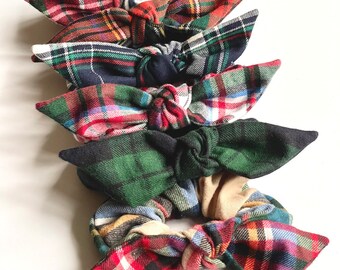 Flannel Series Knot Scrunchies | Bow Scrunchies | Plaid Scrunchies | Several Colors
