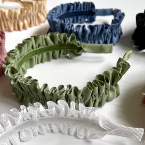 The Samantha Ruffle Headband | Petersham Grosgrain Ribbon | Several Colors | Gift for Her
