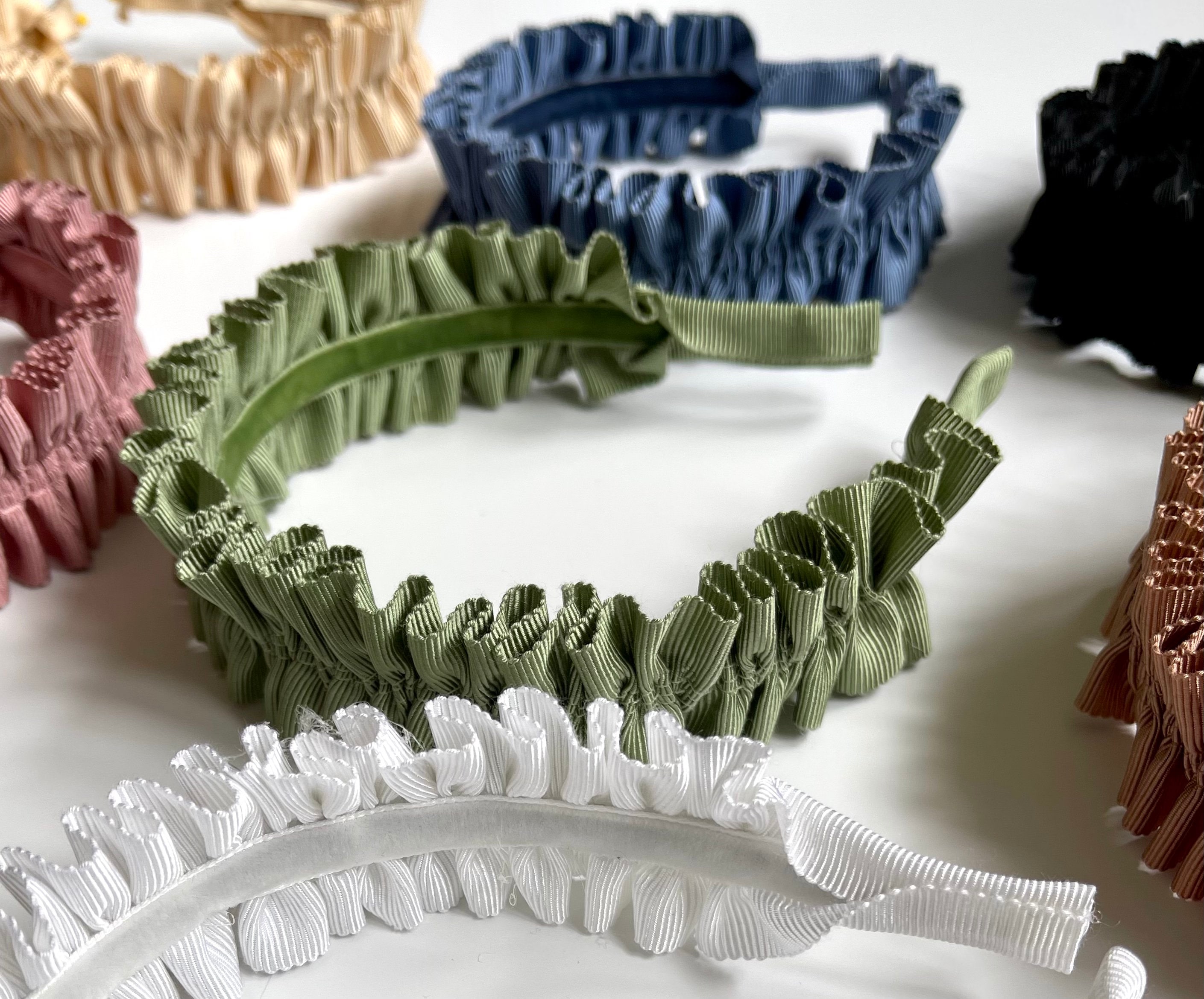 The Samantha Ruffle Headband | Petersham Grosgrain Ribbon