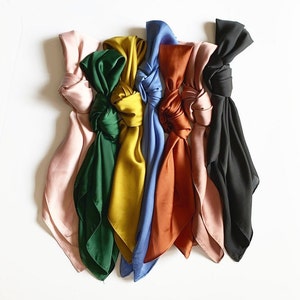 Satin Series Skinny Scarves | Hair Scarf | Neckerchief | Braid Scarf | Several Solid Colors