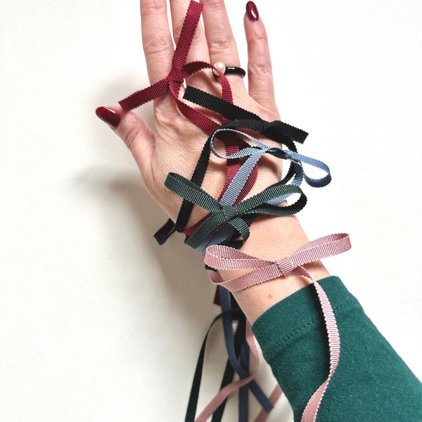 Double Sided Luxury Grosgrain Tie Ribbon | Upscale Women's Bow | Super Skinny Ribbon | Gifts for Her | Neckwear | Choker Ribbon