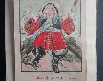 Handgemachte Zeichnung - Reproduktion "Malbrough geht in den Krieg" -1930