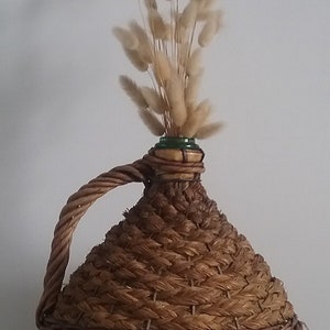 Antique demijohn - Rattan and Wicker - Authentic France.