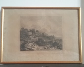 G.Greux's strong water engraving after J.Ruisdael - vintage -