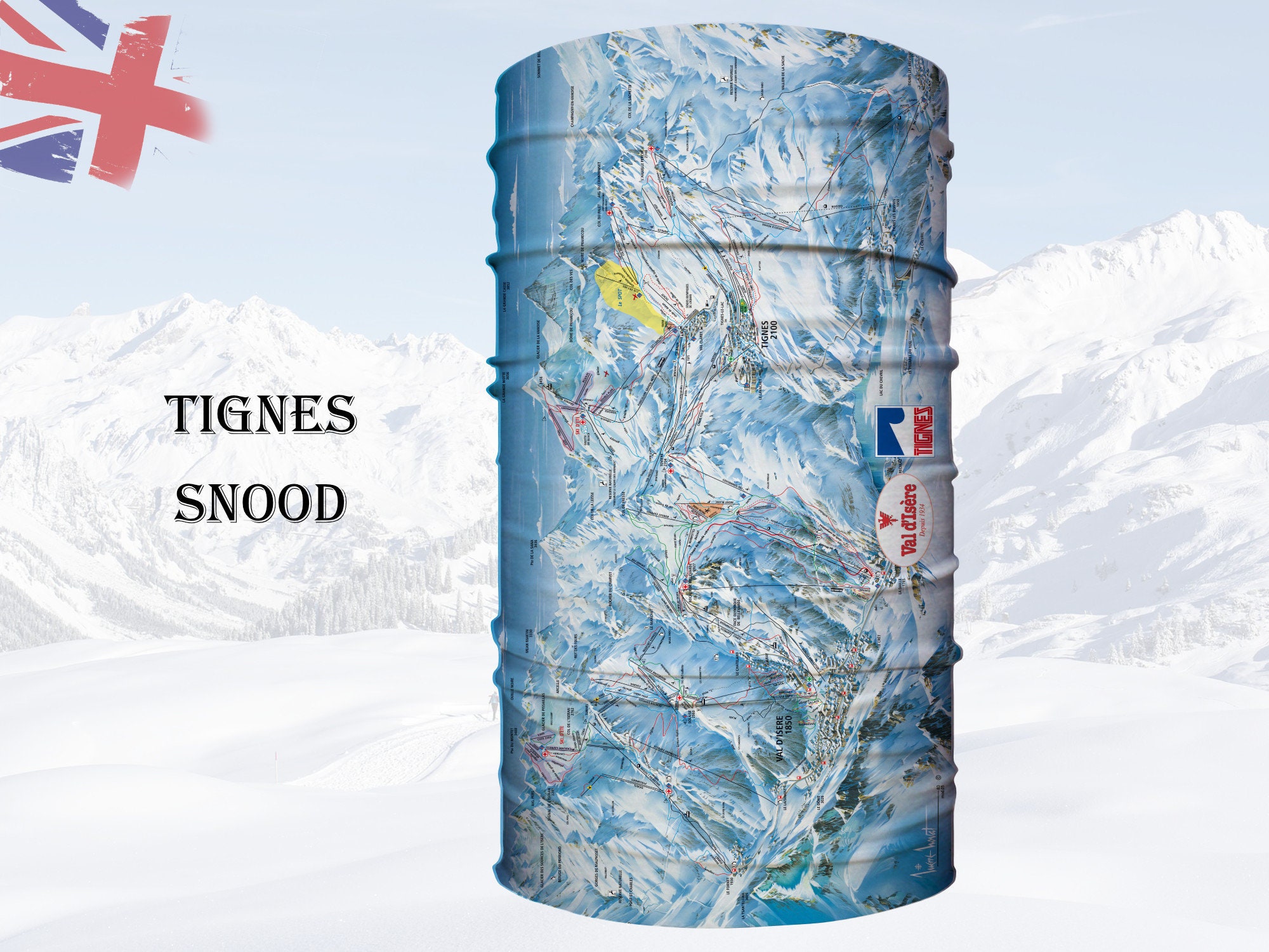Val D Isere Piste Map Tignes And Val D'isere Piste Map Snood Ski Gift Bandana | Etsy