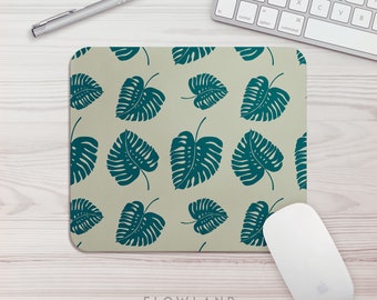 Mouse Pad Green Tropical Print Office Gift Mouse Mat Hawaiian Mouse Pad Banana Leaf Print Mousepad Mousemat Birthday Gift Desk Accessories