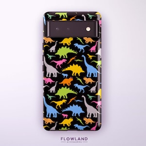 Colorful Dinosaur Pattern Case For Pixel 9 Pro XL, 9 Pro, 8a, 8 Pro, 8, 7a, 7, 6a, 6 Pro, 6, 5